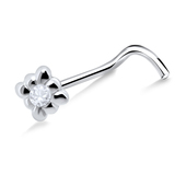 Intricate Design Silver Curved Nose Stud NSKB-698